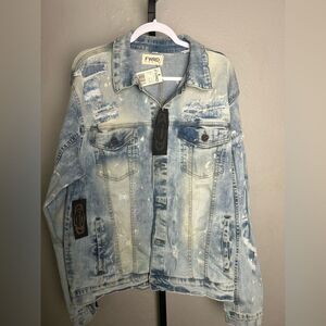 NWT FWRD Distressed Denim Jacket Mens 2XL